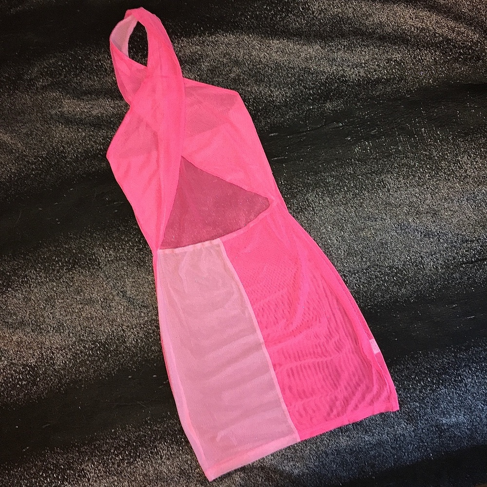 Mesh Criss Cross Halter Dress